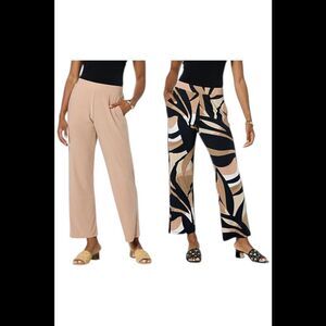 Nina Leonard Women's 2pk Straight Pant w/ Pocket Praline&Praline Multi